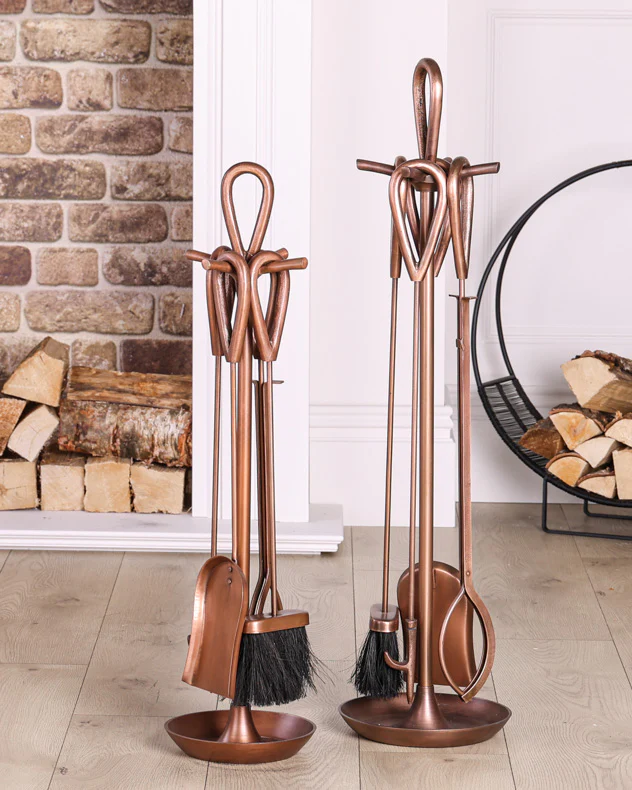 Good Design Stand Fire Place Log Tongs Tools Kit Set 4 Pieces Fireplace Accessories Indoor Outdoor Nice Poker Set Wrought Iron