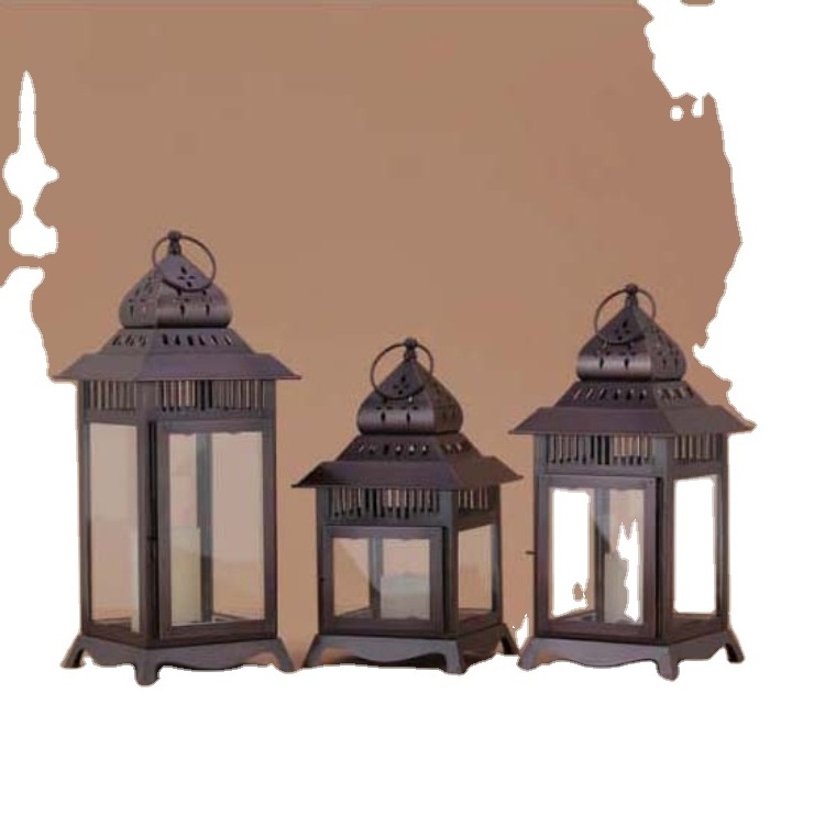 Decorative Hut Shape Iron Hanging Lanterns Premium Quality Best Tableware Iron Lanterns Set of 3 by RGn Exports