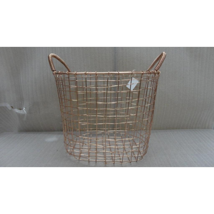 Hand Knotted Iron Copper Plated Metallic Laundry Basket for Cloth Storage Multi Use Premium Quality Hand Crafted iron Basket