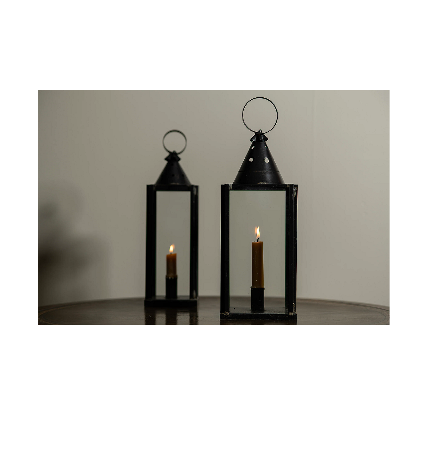 Modern Hanging Interior Lantern & Tea Lights Black Colour Iron Frame With Out Glass Candle Holder Lantern with