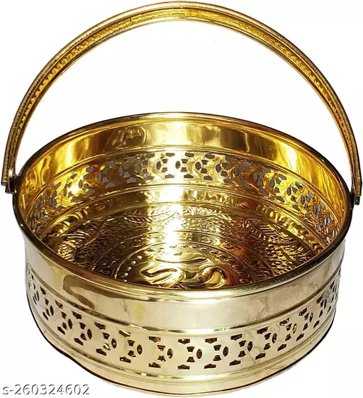 Vegetables And Fruits Storage Basket Premium Quality Round Shape Brass Basket From Manufacturer In India