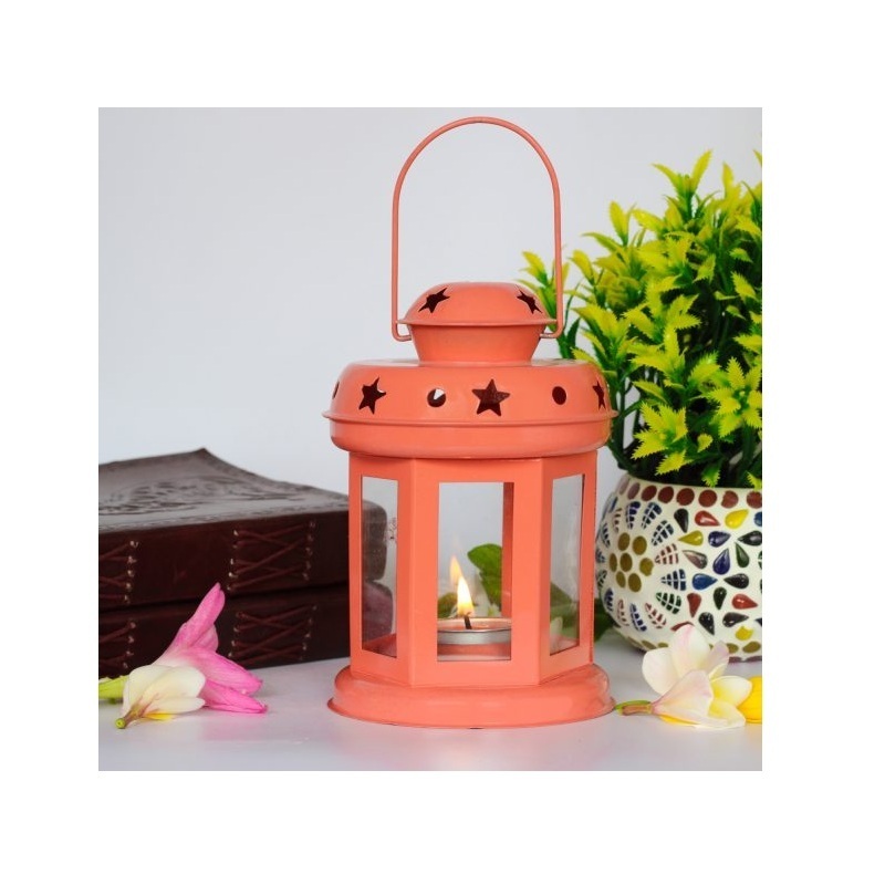 Industrial Design Multi Colored Salsa Lantern With Painted Finishing Design Candle Holder Best For Home And Tabletop Decor