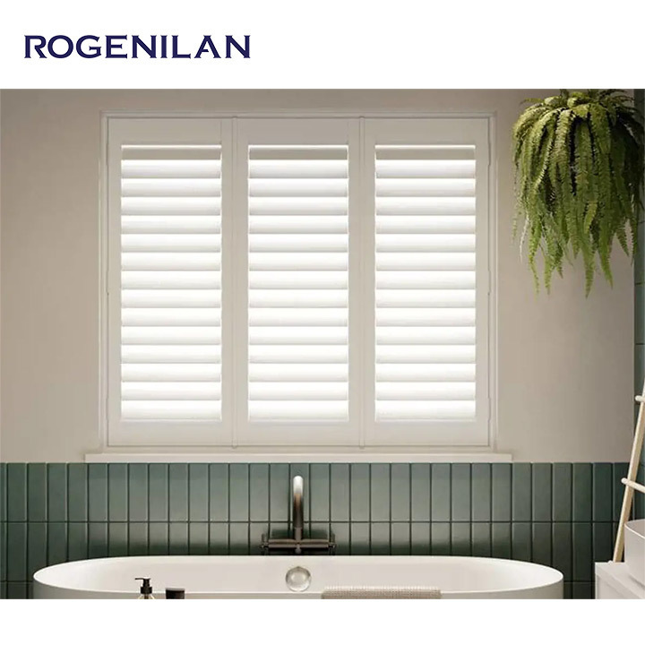 ROGENILAN Luxury Aluminum Profiles Blinds Shutters Louver Windows Plantation Panels Pergola With Mosquito Net For Outdoor