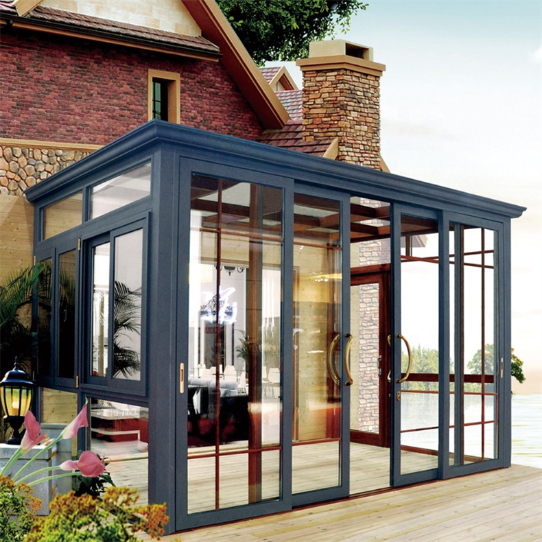 New Design Sun room Outdoor Garden Glass House Multi-Span Greenhouses Aluminum Frame Sunroom Steel And Glass House Green