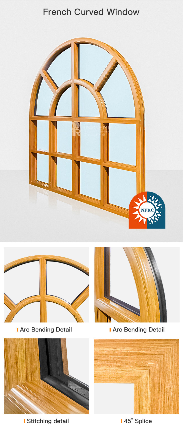 Rogenilan Casement Designs Arched Half Round Windows Aluminum Arched Casement Window