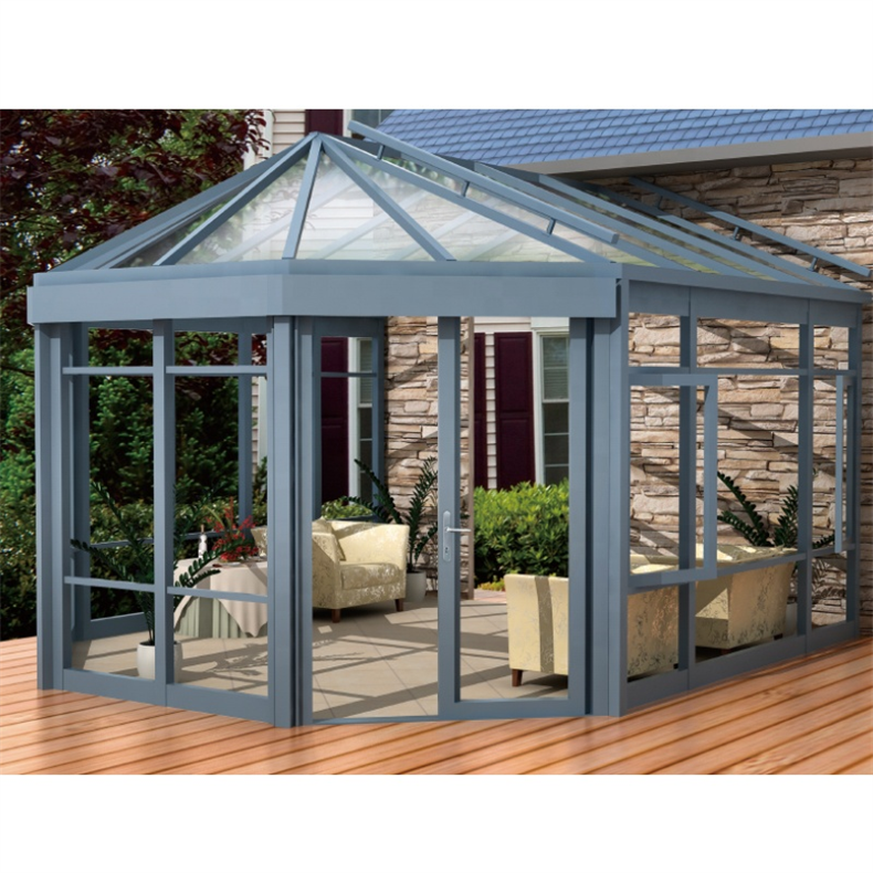 Modern French Design Small 4 Season Glass Room Winter Garden House Aluminum Sunroom With Folding Door For Outdoor Backyard