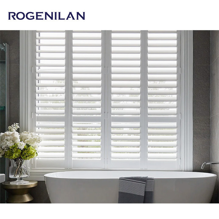 ROGENILAN Luxury Aluminum Profiles Blinds Shutters Louver Windows Plantation Panels Pergola With Mosquito Net For Outdoor