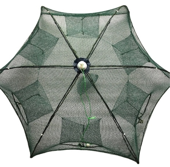 Folded Portable Hexagon 6 Hole Automatic Fishing Shrimp Trap Fishing Net Fish Shrimp Minnow Crab Baits Cast Mesh Trap