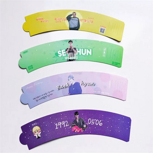 Wholesale hot paper cup sleeve  kpop event custom design paper coffee cupsleeve with foil glitter reflective logo