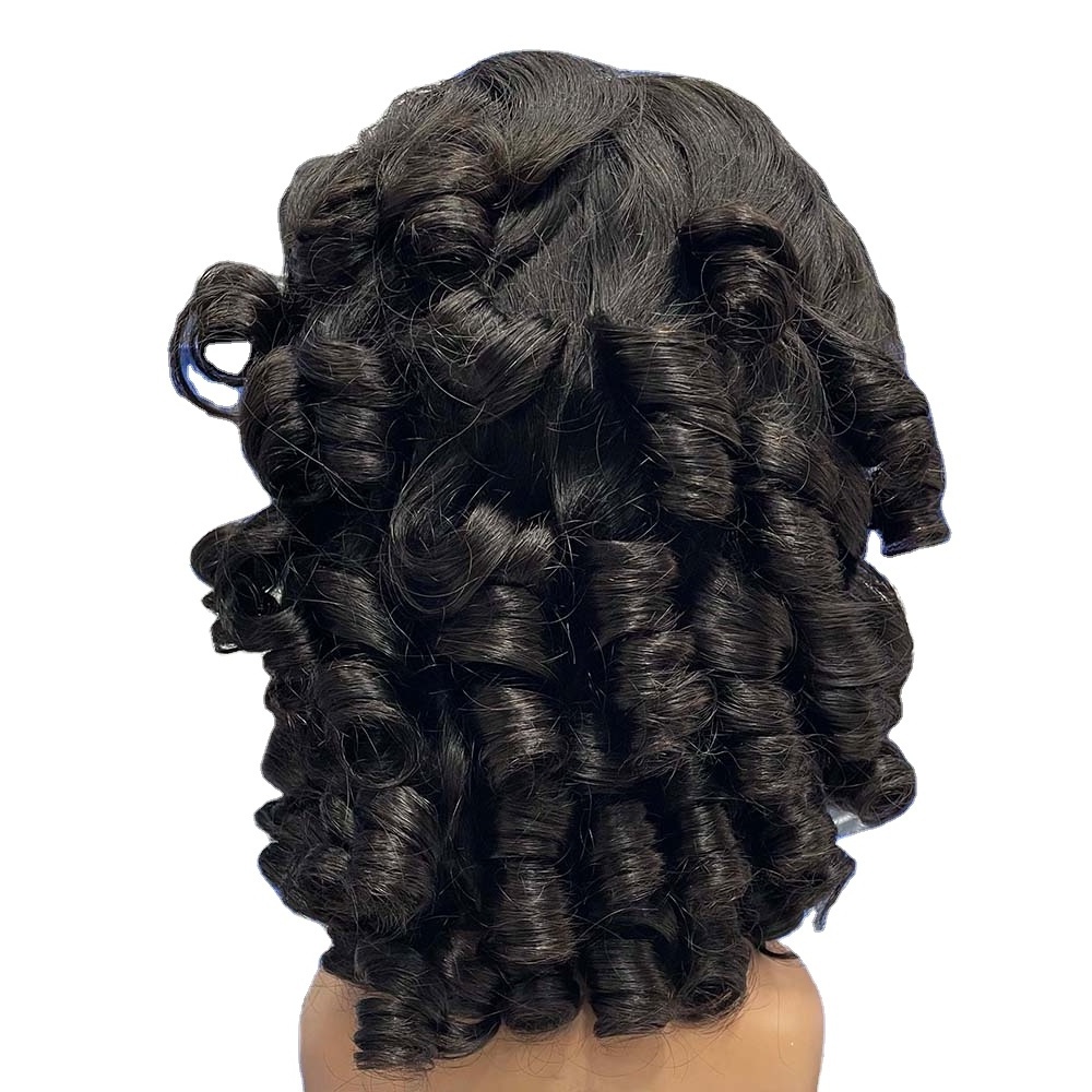 RG1040 Sale Wig 18inch Natural Black 13x4 Full frontal unit lace wig Romantic Bouncy loose wave Spring curl Double Drawn Funmi