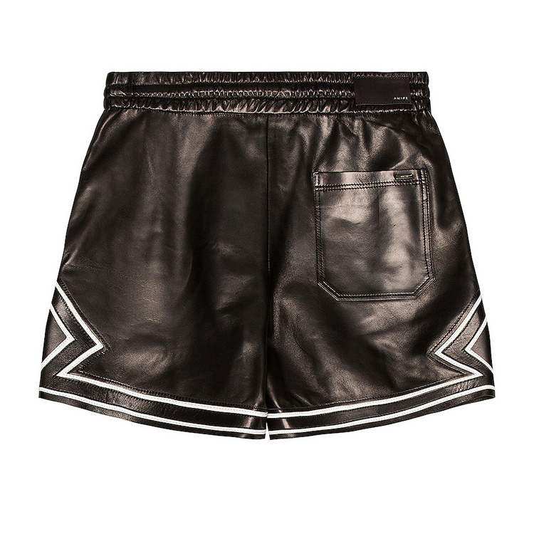 OEM ODM Custom latest fashion design high quality luxury black leather shorts men