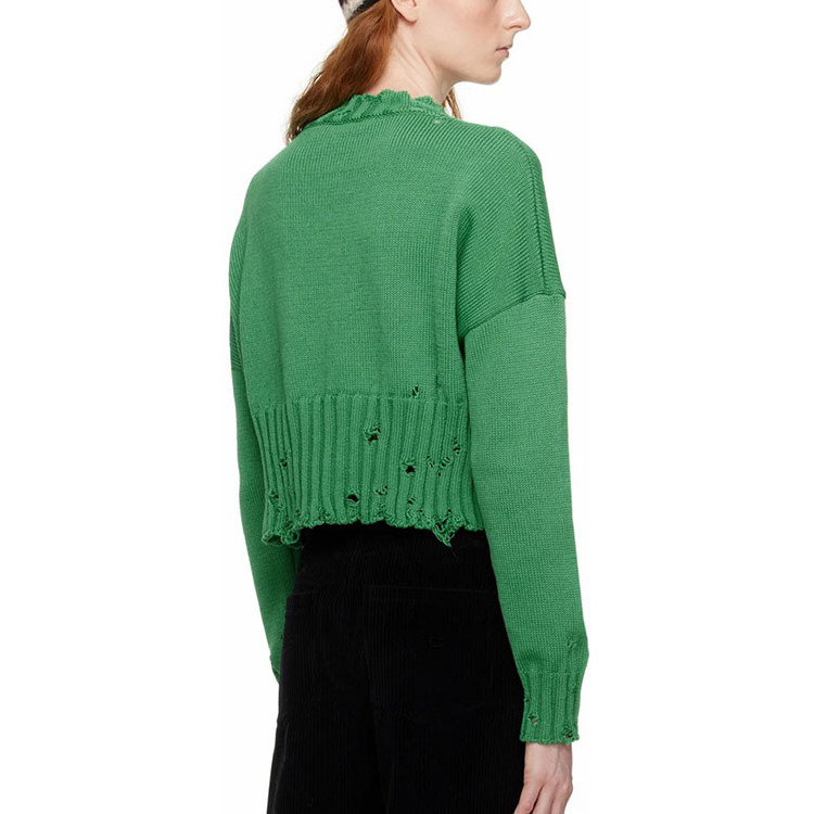 Green Cropped Sweater  High quality Knit cotton sweater new style  sweater for women