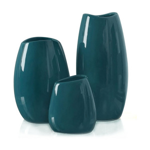 large ceramic floor flower teal color vase for home decor