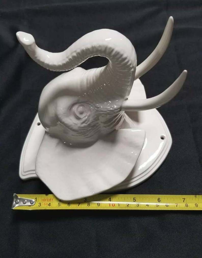 New Factory Custom unique office animal head hanging ceramic elephant wall home decor