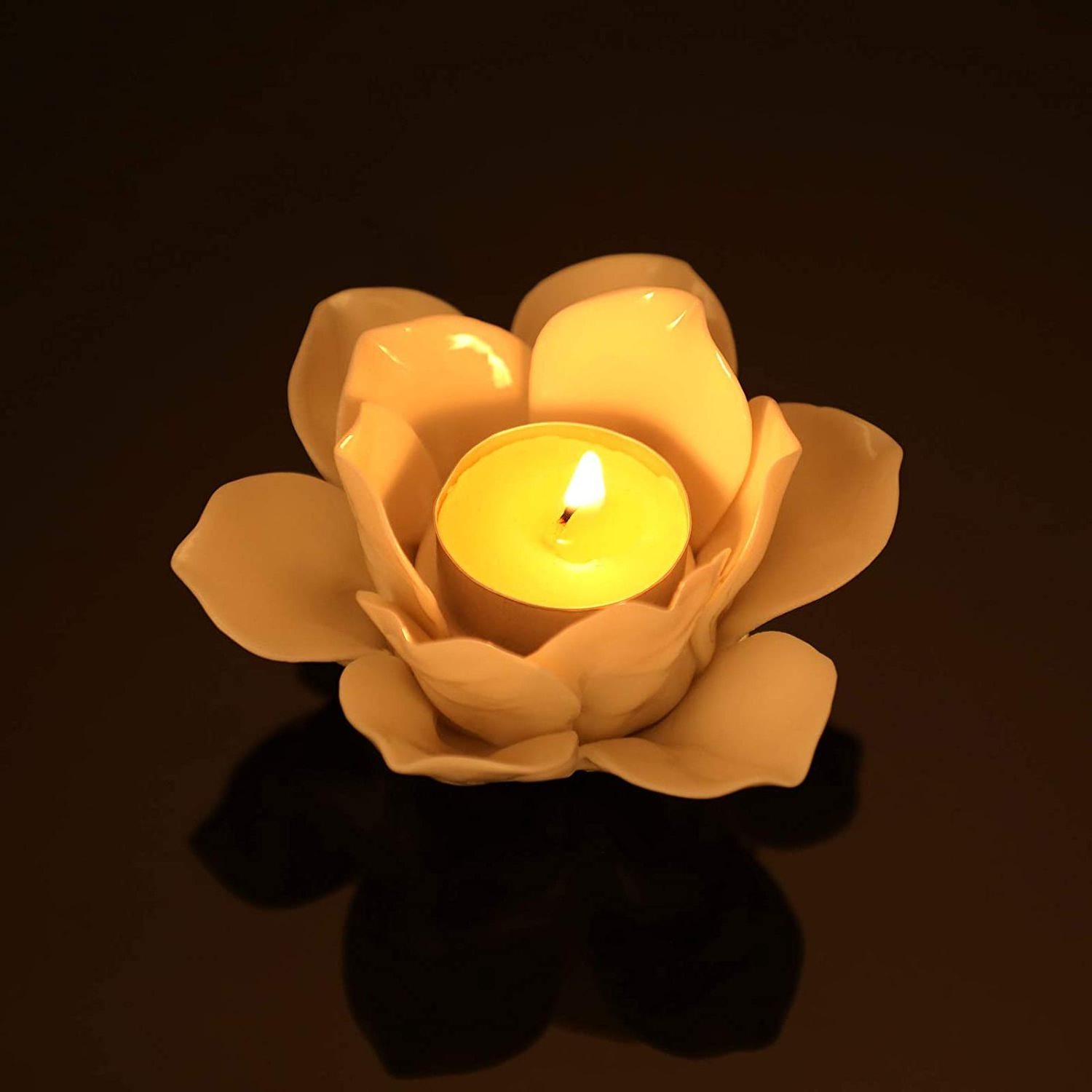 custom luxury high quality white ceramic lotus flower candle holder for wedding home decorations