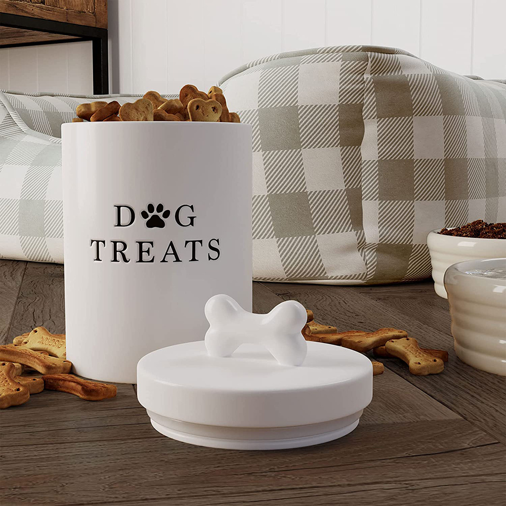 Wholesale Custom Large Cute Airtight Ceramic Dog Treat Jar Storage Container with Lids