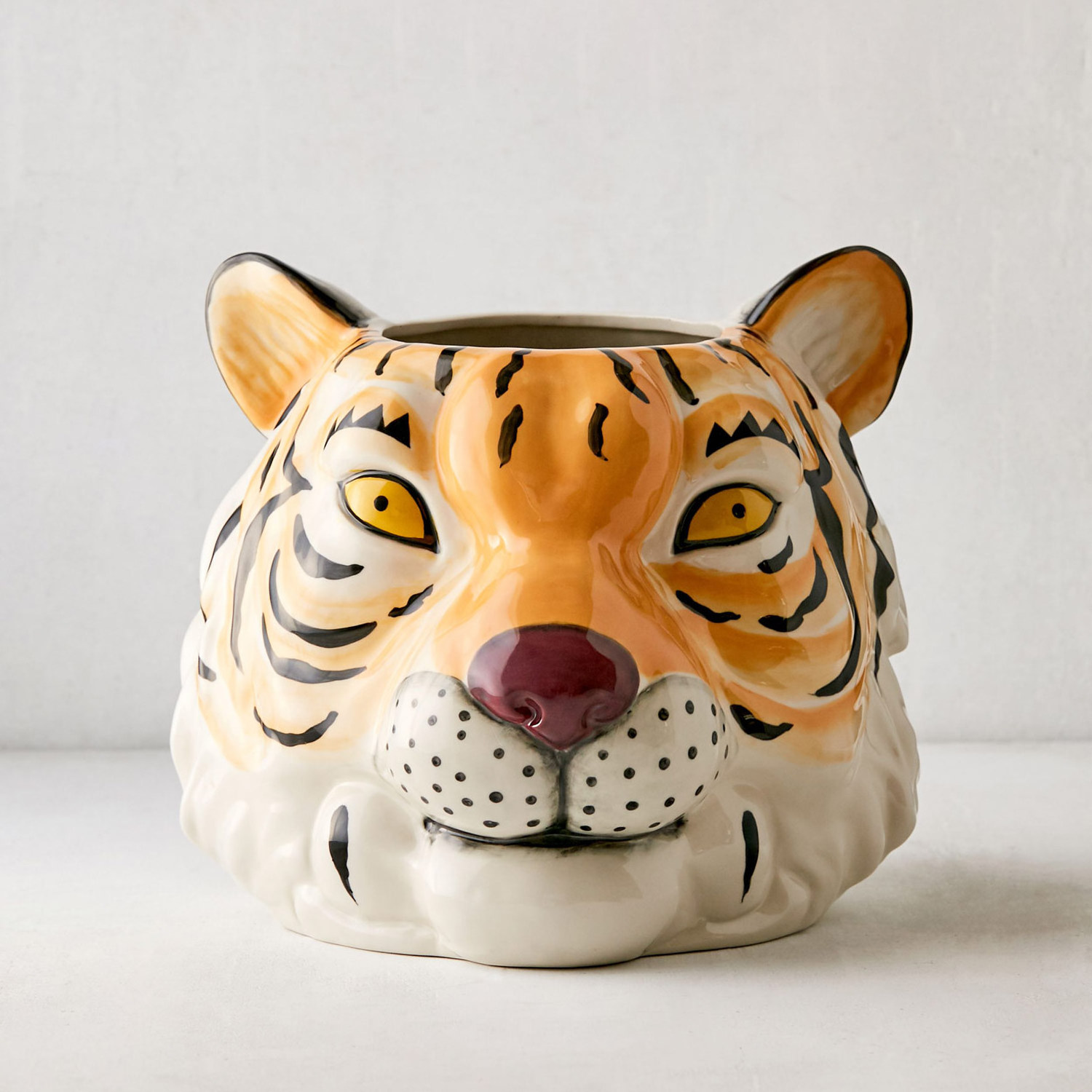 new Factory Custom tiger head animal shaped flower pots ceramic planter