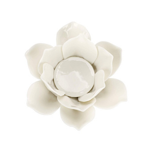 custom luxury high quality white ceramic lotus flower candle holder for wedding home decorations