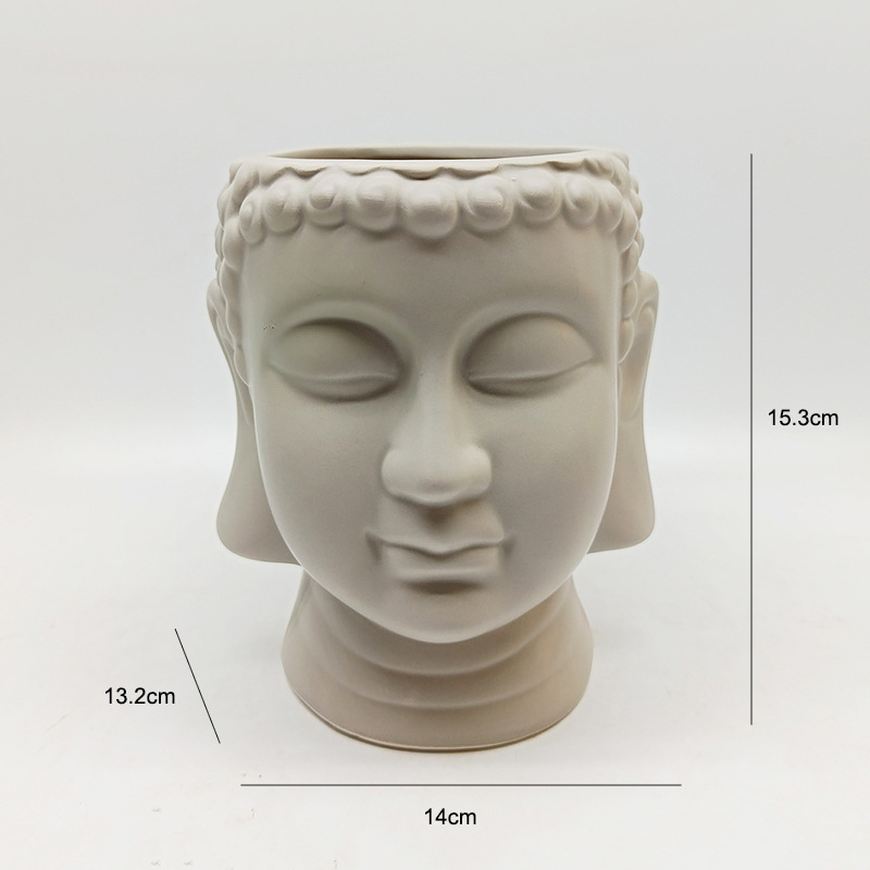 New Factory Custom ceramic buddha head planter plant flower pot