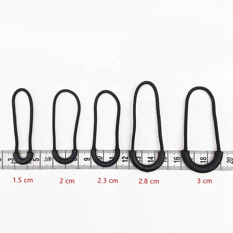 S173# Black zipper pull extender replacement 1.5cm 2.3cm 3cm u shape zip pull silicone rubber u shape zipper pulls