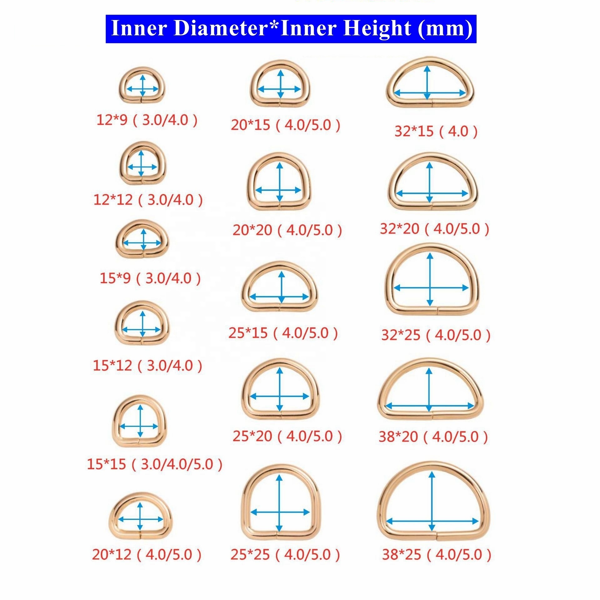 Bags Buckle Hardware Accessories D Ring Snap Buckle Hook for Bags Handbags Metal Semicircular D Ring Buckles