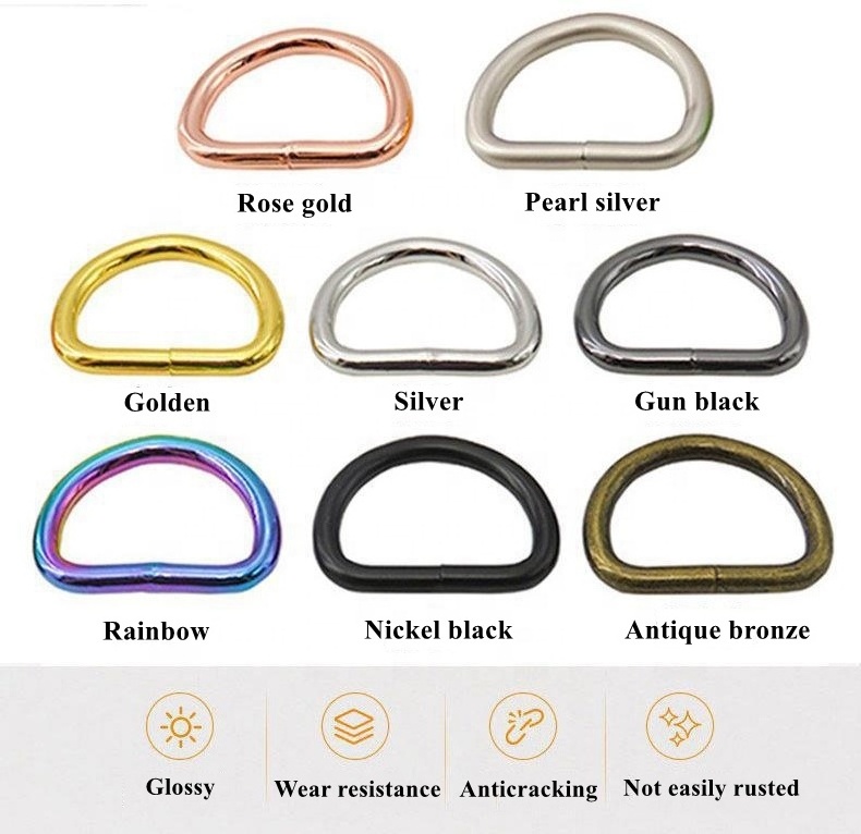 Bags Buckle Hardware Accessories D Ring Snap Buckle Hook for Bags Handbags Metal Semicircular D Ring Buckles