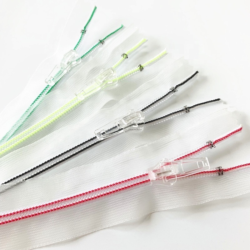 Cremallera transparent zippers custom no.5 clear mesh tape plastic colorful close end nylon zipper