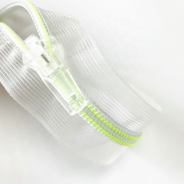 Cremallera transparent zippers custom no.5 clear mesh tape plastic colorful close end nylon zipper