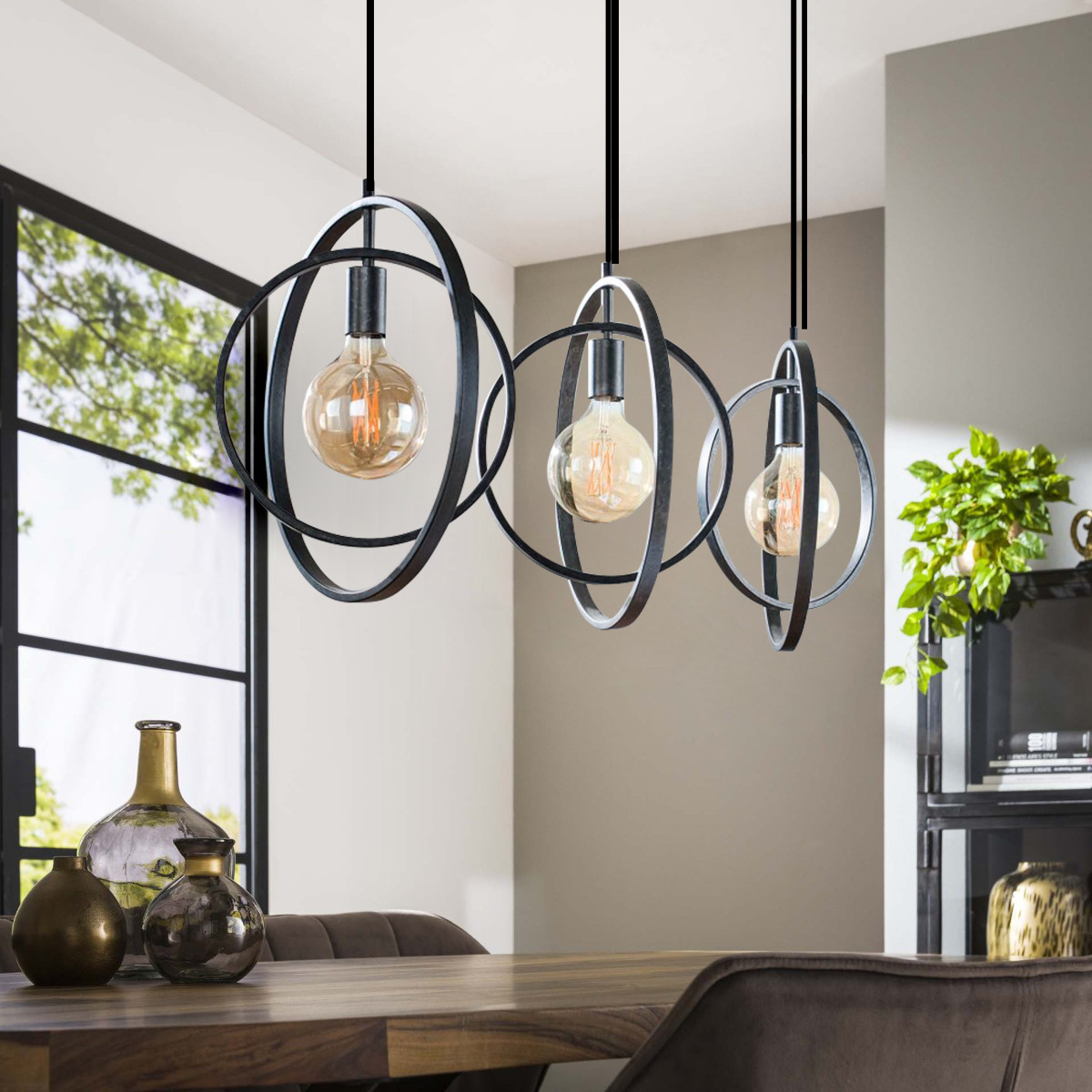 Contemporary Ring Design Chandelier Industrial Metal Art Island Pendant Lights Fixture For Indoor Kitchen Living Room Hotel