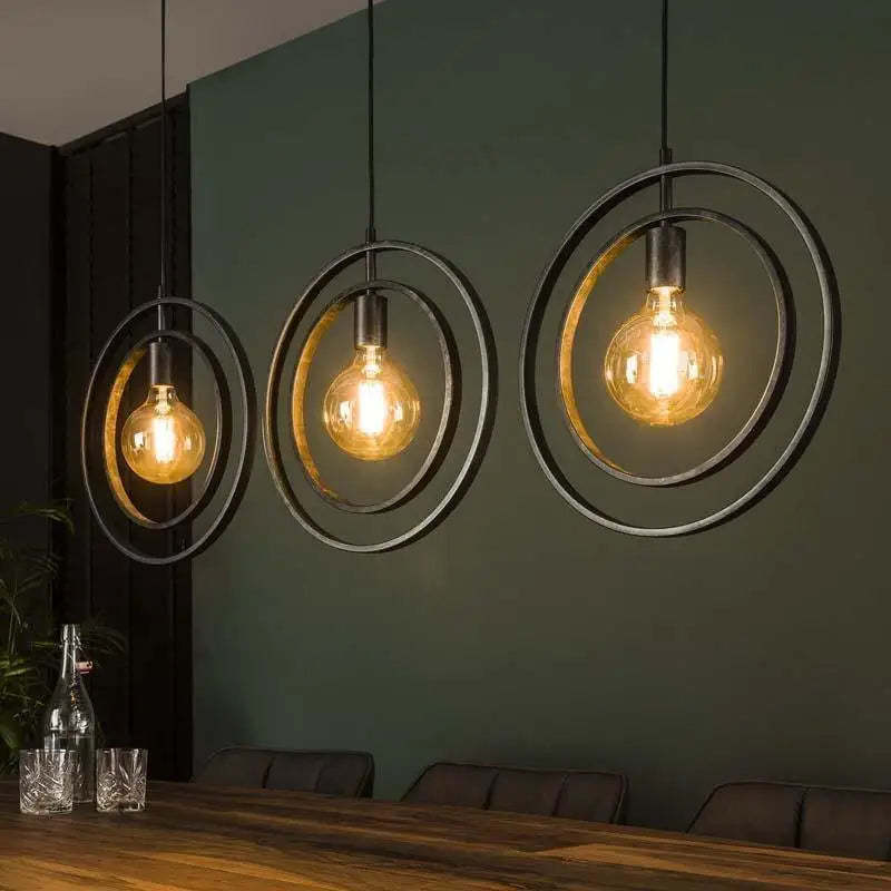 Contemporary Ring Design Chandelier Industrial Metal Art Island Pendant Lights Fixture For Indoor Kitchen Living Room Hotel