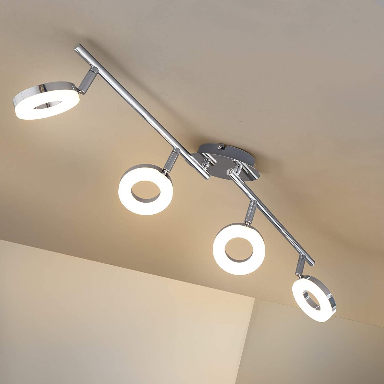 Modern 4-Light Multi-Directional Ceiling Fixture Adjustable Track Lighting Flush mount Ceiling Spot Light