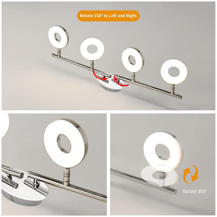 Modern 4-Light Multi-Directional Ceiling Fixture Adjustable Track Lighting Flush mount Ceiling Spot Light