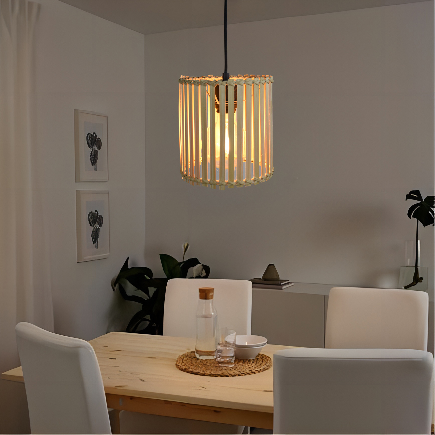 Natural Style Bamboo Pendant Lights Chinese Weaving Hanging Lamp Garden Restaurant Home Decor Lighting Fixtures