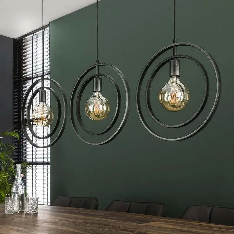 Contemporary Ring Design Chandelier Industrial Metal Art Island Pendant Lights Fixture For Indoor Kitchen Living Room Hotel