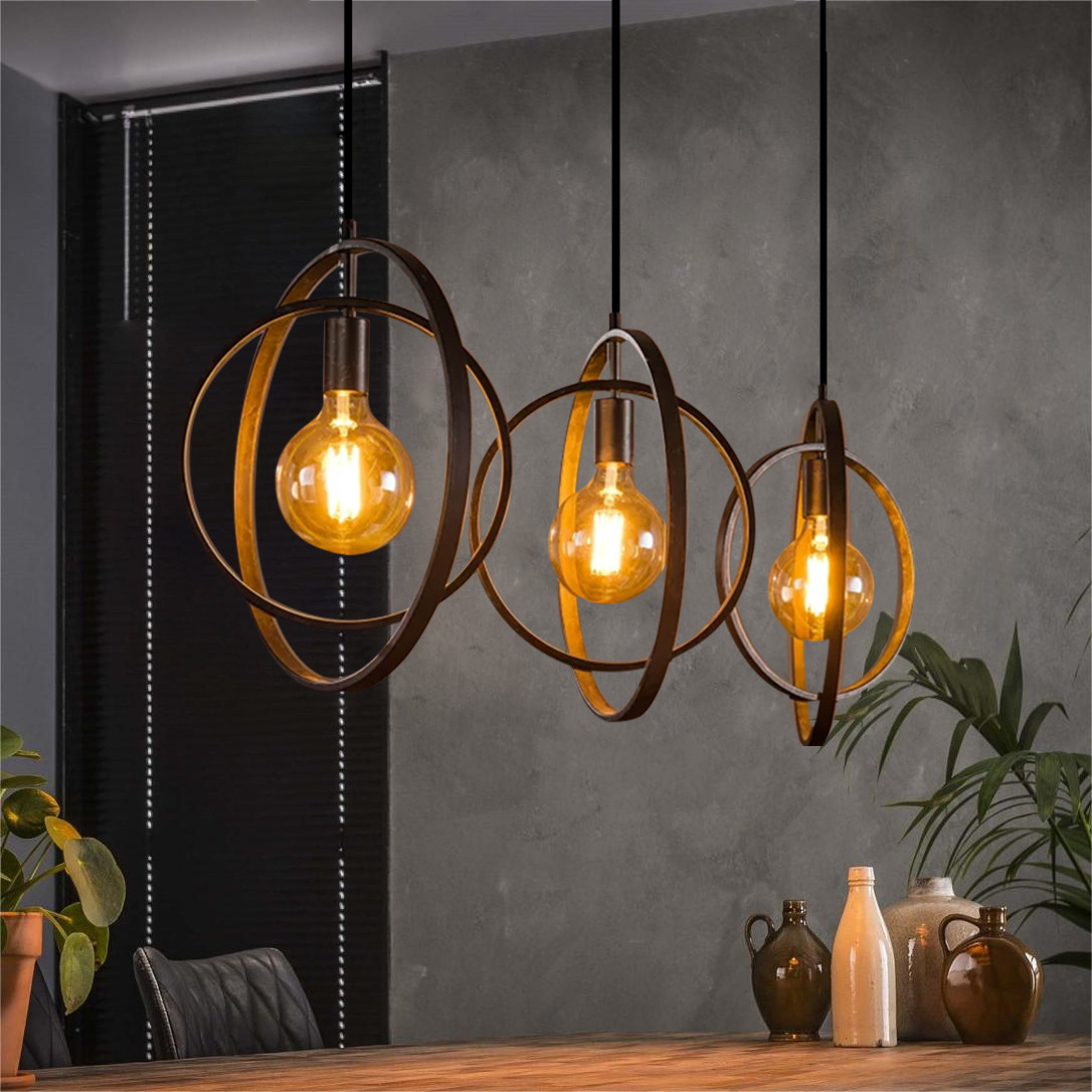 Contemporary Ring Design Chandelier Industrial Metal Art Island Pendant Lights Fixture For Indoor Kitchen Living Room Hotel