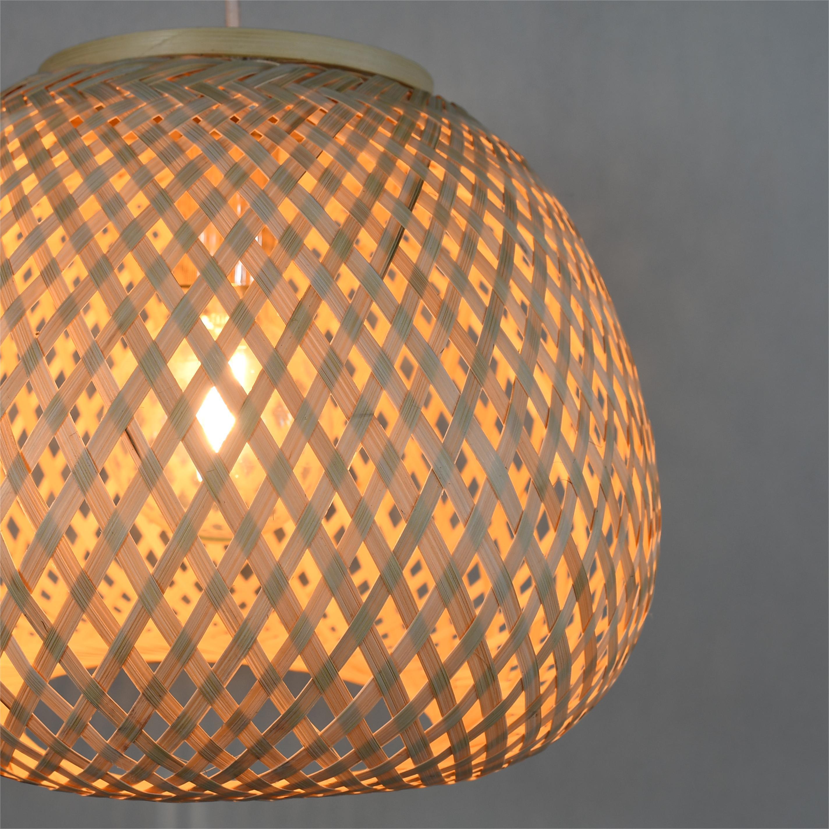 Modern Style Indoor Bamboo Hanging Light Rattan Lamp Shade Bamboo Chandelier Asian Farmhouse Pendant Light Fixture