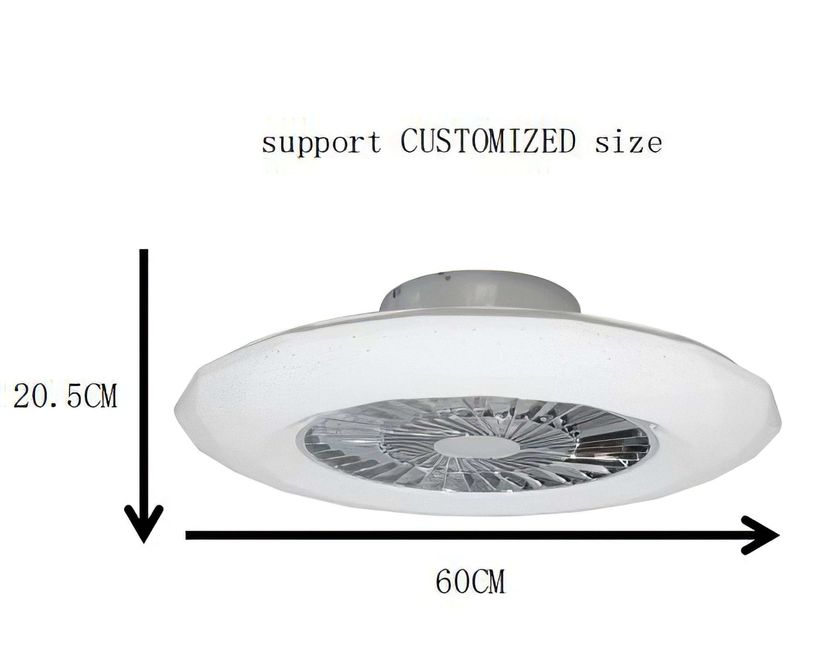 Creative Design Flush Mount 7 Invisible Blades 3 Color temperatures and Files Remote Ceiling Fan with LED Light