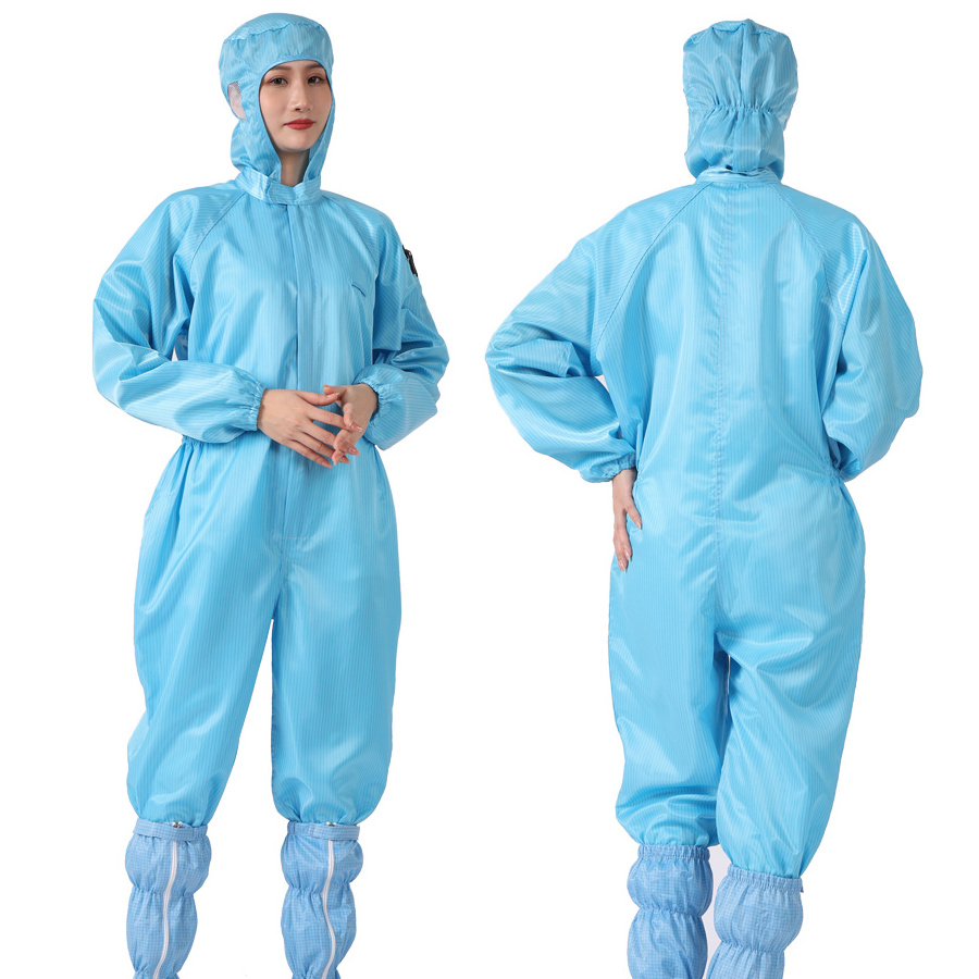 Lab Coat Cleanroom Work Clothes Smock Jumpsuit Gown Esd Protection Workwear Esd Clothe Coverall Suit With Hat