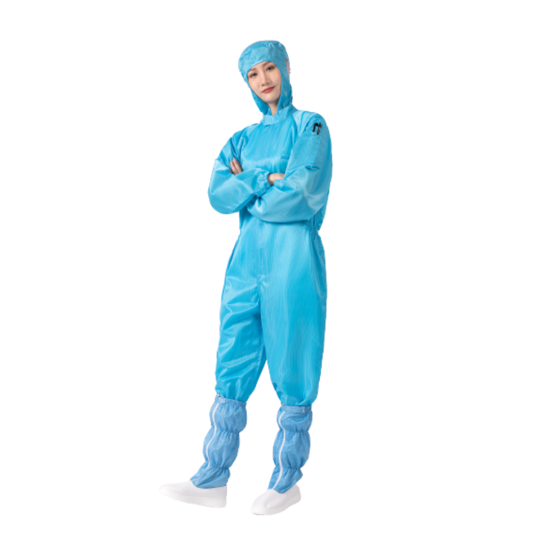 Food Factory Stripe Grid Anti Static Working Suit Esd Working Clothes Cleanroom Suit Hooded jumpsuit