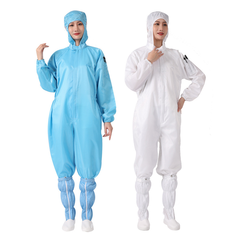 Lab Coat Cleanroom Work Clothes Smock Jumpsuit Gown Esd Protection Workwear Esd Clothe Coverall Suit With Hat