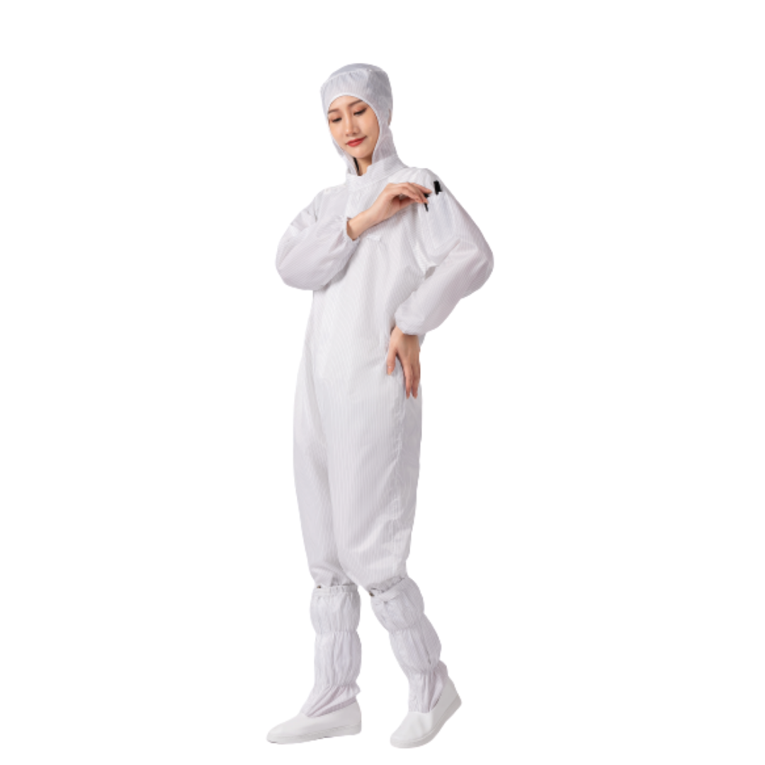 Food Factory Stripe Grid Anti Static Working Suit Esd Working Clothes Cleanroom Suit Hooded jumpsuit