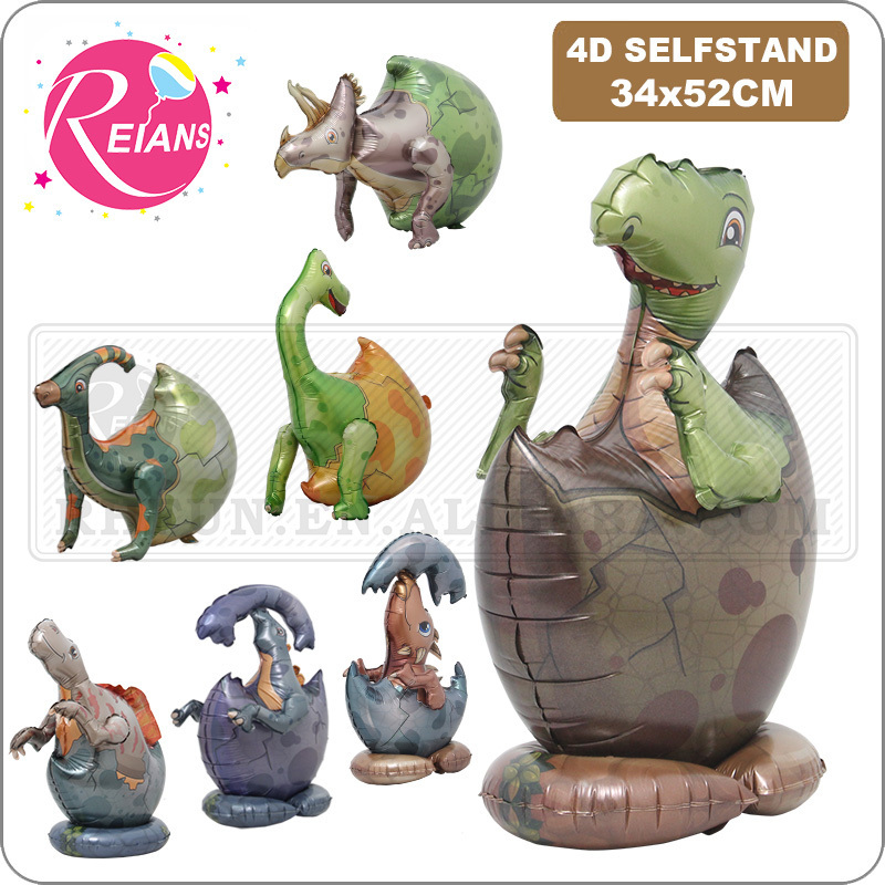 3D Standing Cartoon Dinosaur Baby Egg Foil Balloon Tyrannosaurus Triceratops Balloon Baby Shower Toy Gifts Birthday Party Decor