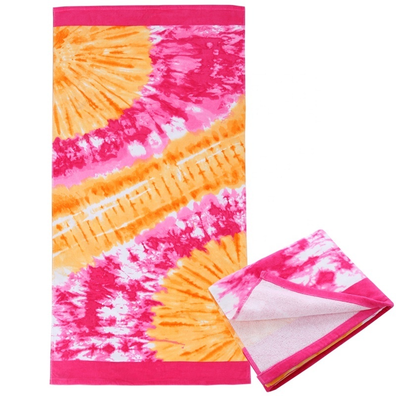 Custom 100% cotton large beach towel with logo printed luxury designer beach towel wholesale