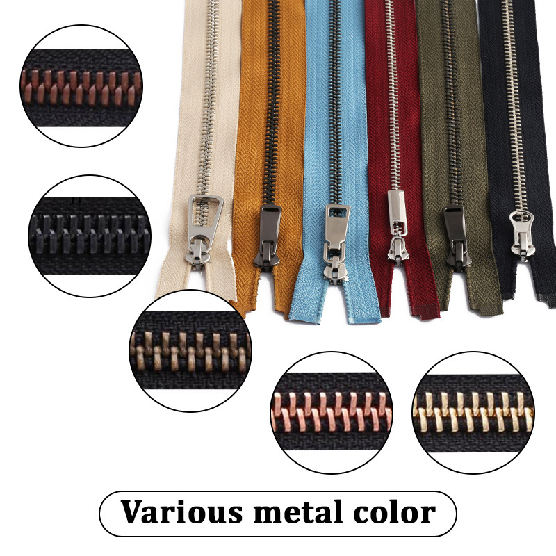 High Quality Open-end Gold Cremallera Garment Metal Zipper Fermeture eclair 5# Y Teeth Metal Zipper For Jacket