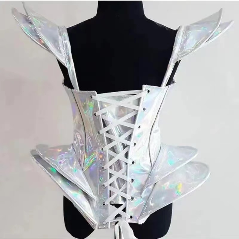 Nightclub Gogo White Laser Sexy One Piece Stage Performance DS Dance Bodysuit