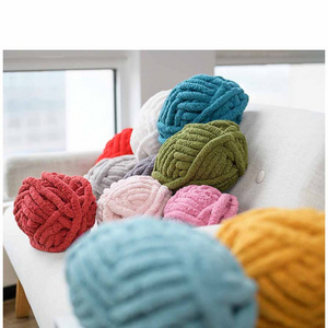 Chenille Chunky Yarn for  Arm Knit Crochet Weave Loose Braid Cable Throw Blanket, Super Soft Thick Fluffy Jumbo Po