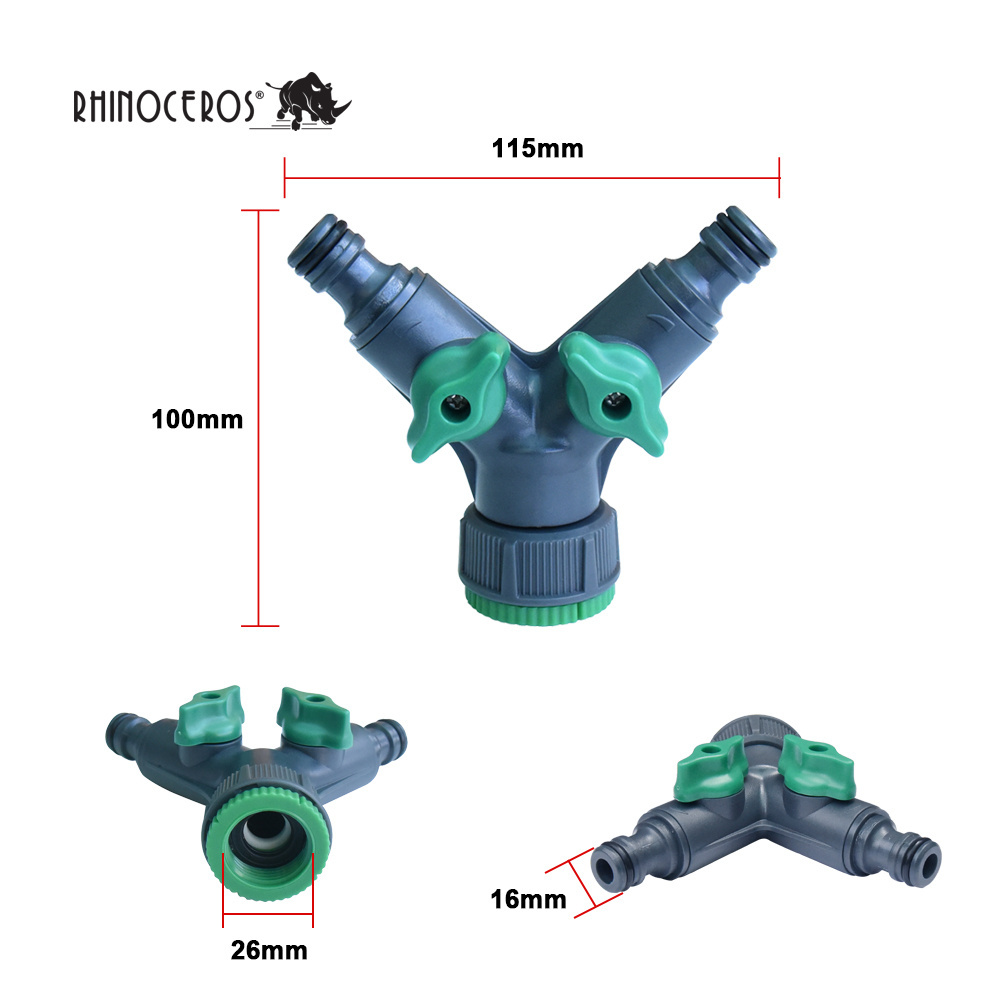 Outdoor 2 Way Solid  Garden Hose Splitter,  Y Valve Garden Hose Connector Tap Diverter Hose Faucet