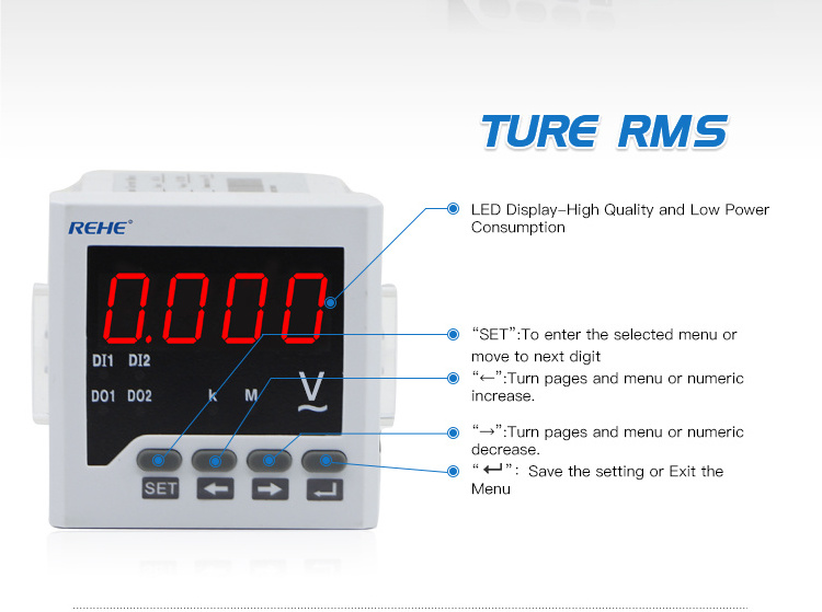 mini Flush Mounted 110Vac Digital Voltage Meter voltimetro digital ac large led digital display voltage