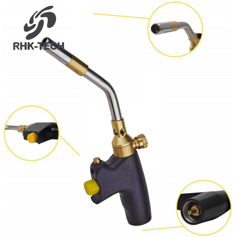 RHK Portable Handheld Ignited Trigger Start Soldering Blow Brazing Flame Adjustable Propane MAPP Gas Multi Purpose Torch Propane