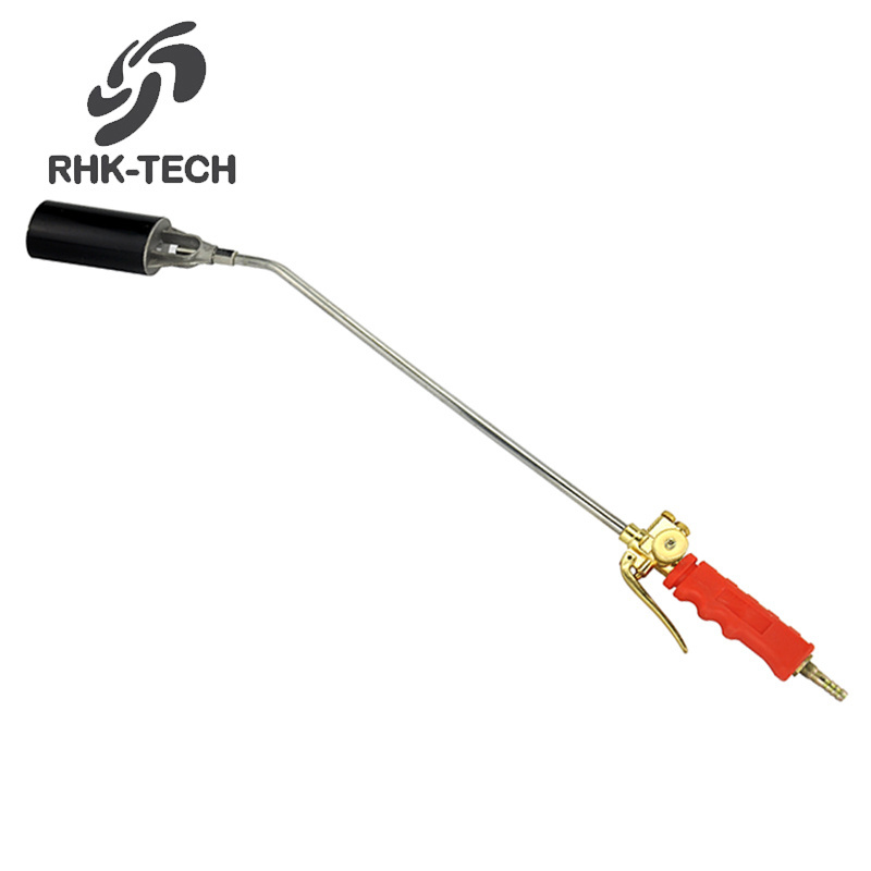 RHK Industrial High Temperature Long Handle Pressure Switch LPG Weed Burner Gas Fire Flame Gun Welding Heating Torch